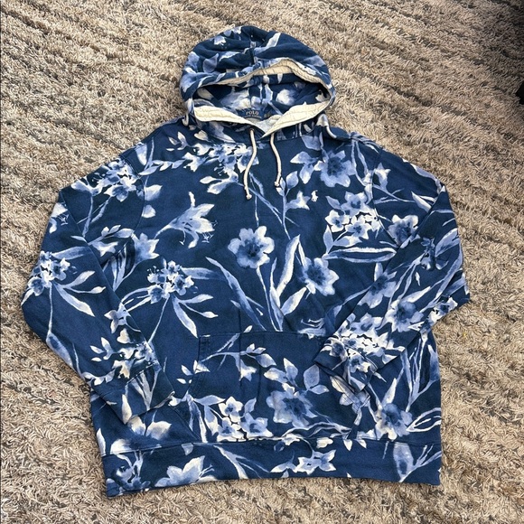 Polo Ralph Lauren Floral Cotton Spa Terry Hoodie XXL Blue Rincon Floral